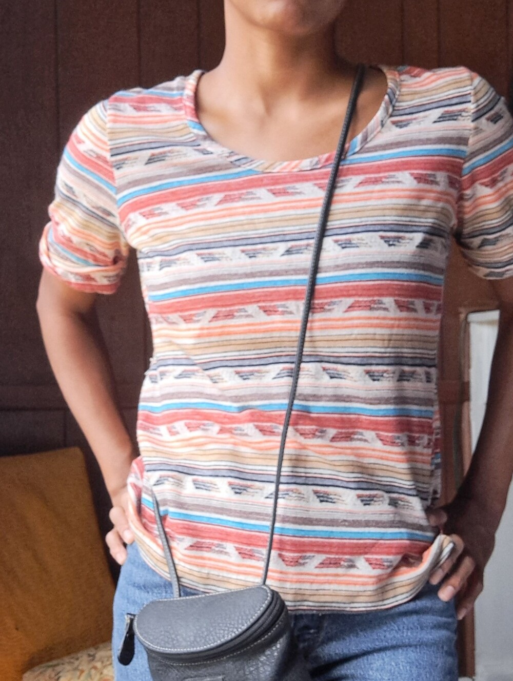 Striped Multicolor Short-Sleeve Women’s Top